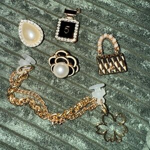 CROCS Gold and Cream Brooches with Intricate Metalwork